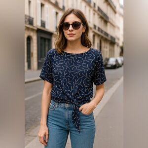 Michael michael kors floral side tie bow tunic blouse